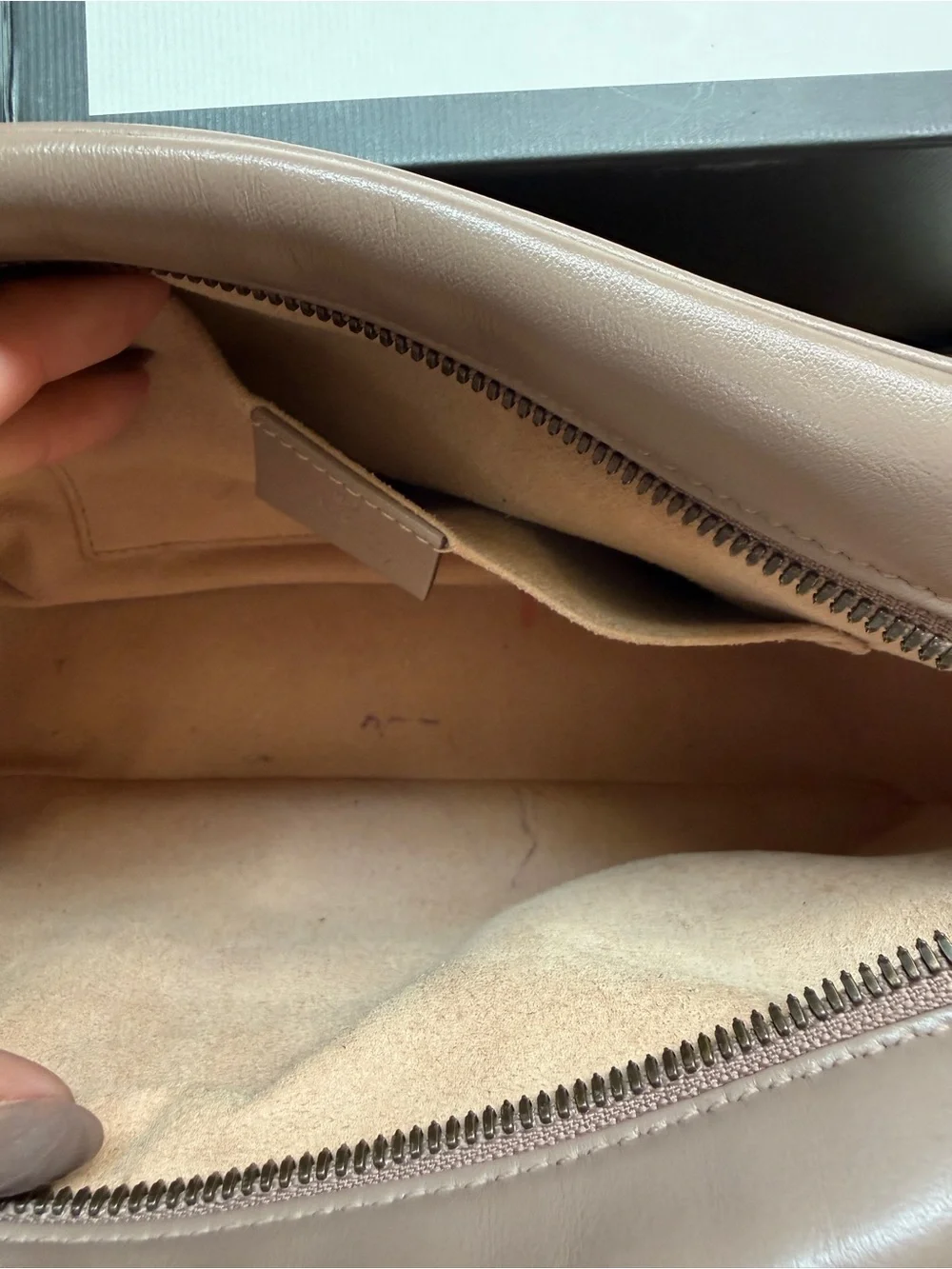 Gucci Quilted Leather GG Marmont Crossbody in Taupe